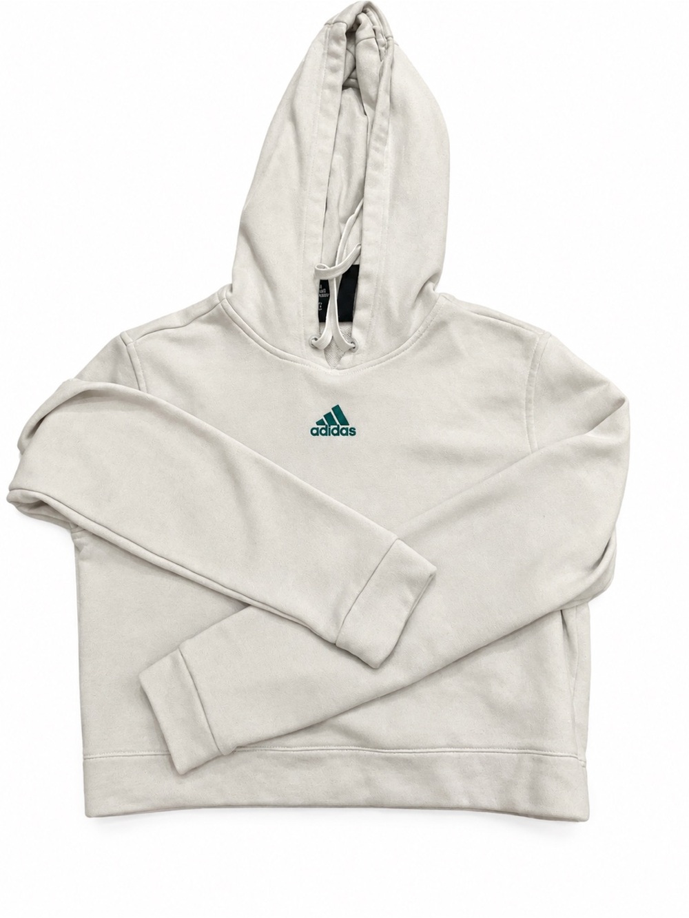 Adidas Women's Cropped Cream Logo Hoodie Sweater